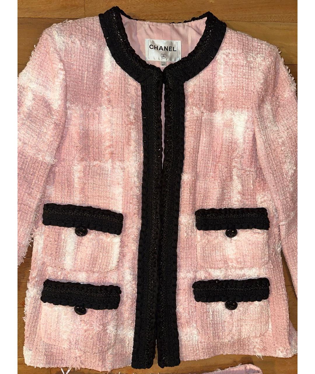 CHANEL PRE-OWNED Розовый твидовый костюм с юбками, фото 6