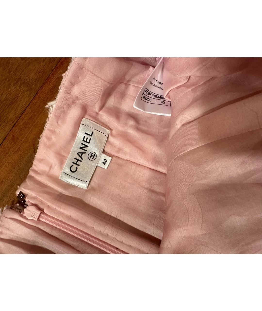 CHANEL PRE-OWNED Розовый твидовый костюм с юбками, фото 5