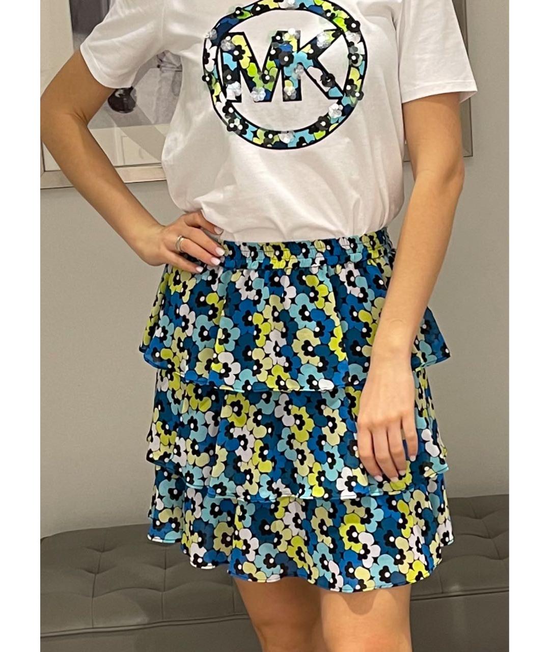 MICHAEL KORS Мульти полиэстеровая юбка мини, фото 3