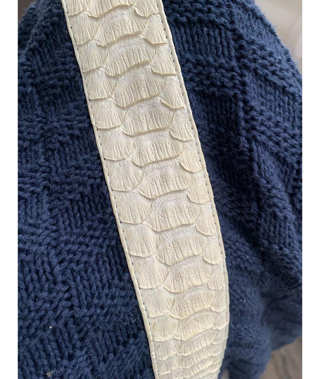 ANGELO GALASSO Синий джемпер / свитер из экзотической кожи, фото 7
