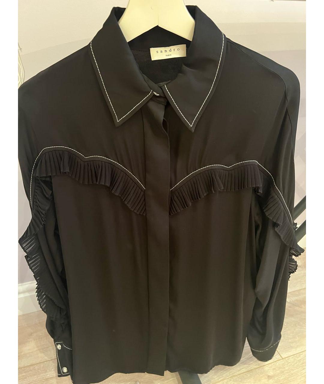 SANDRO Черная вискозная блузы, фото 5