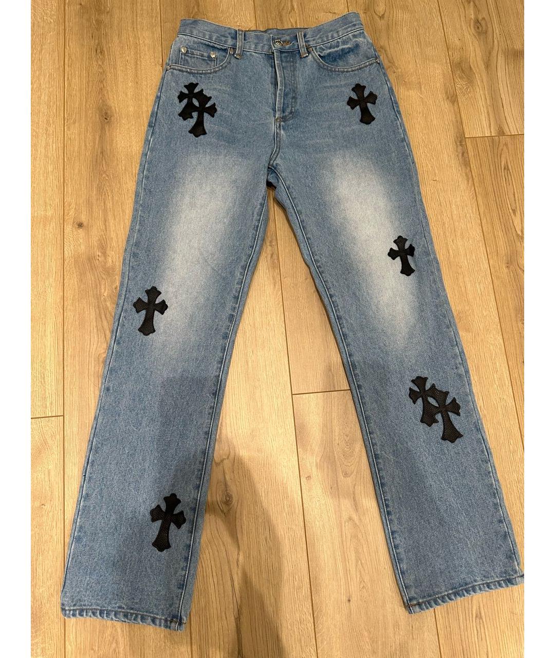 CHROME HEARTS Антрацитовые хлопковые прямые джинсы, фото 5