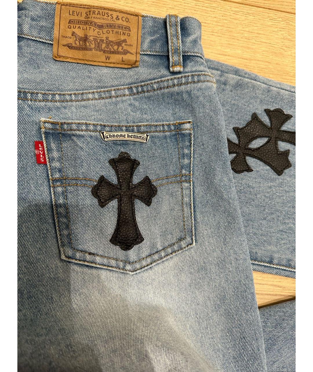 CHROME HEARTS Антрацитовые хлопковые прямые джинсы, фото 4