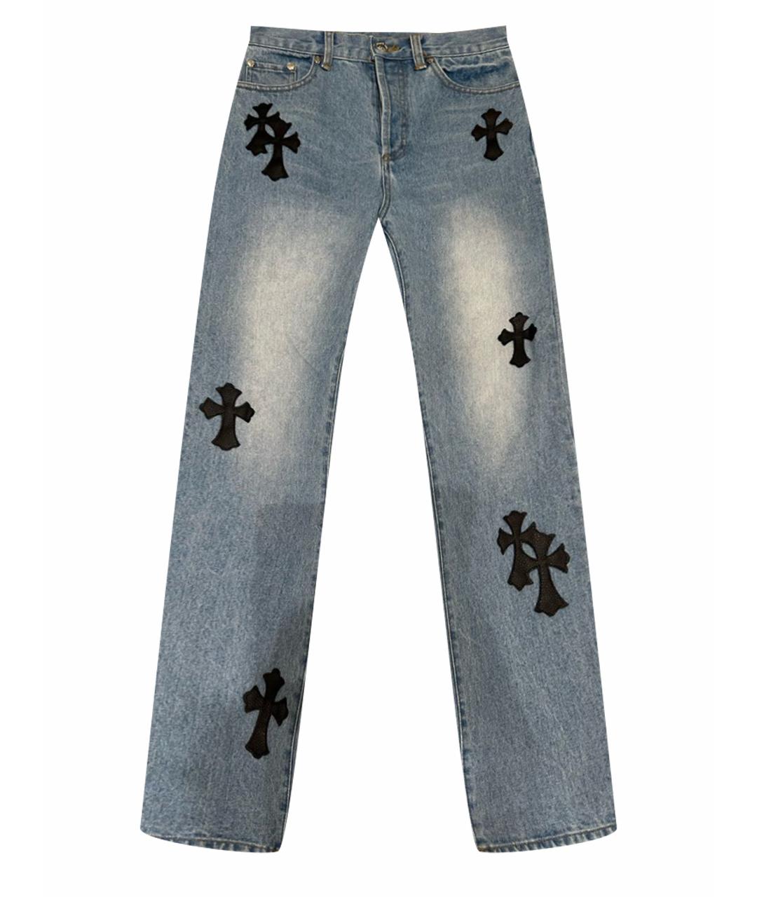 CHROME HEARTS Антрацитовые хлопковые прямые джинсы, фото 1