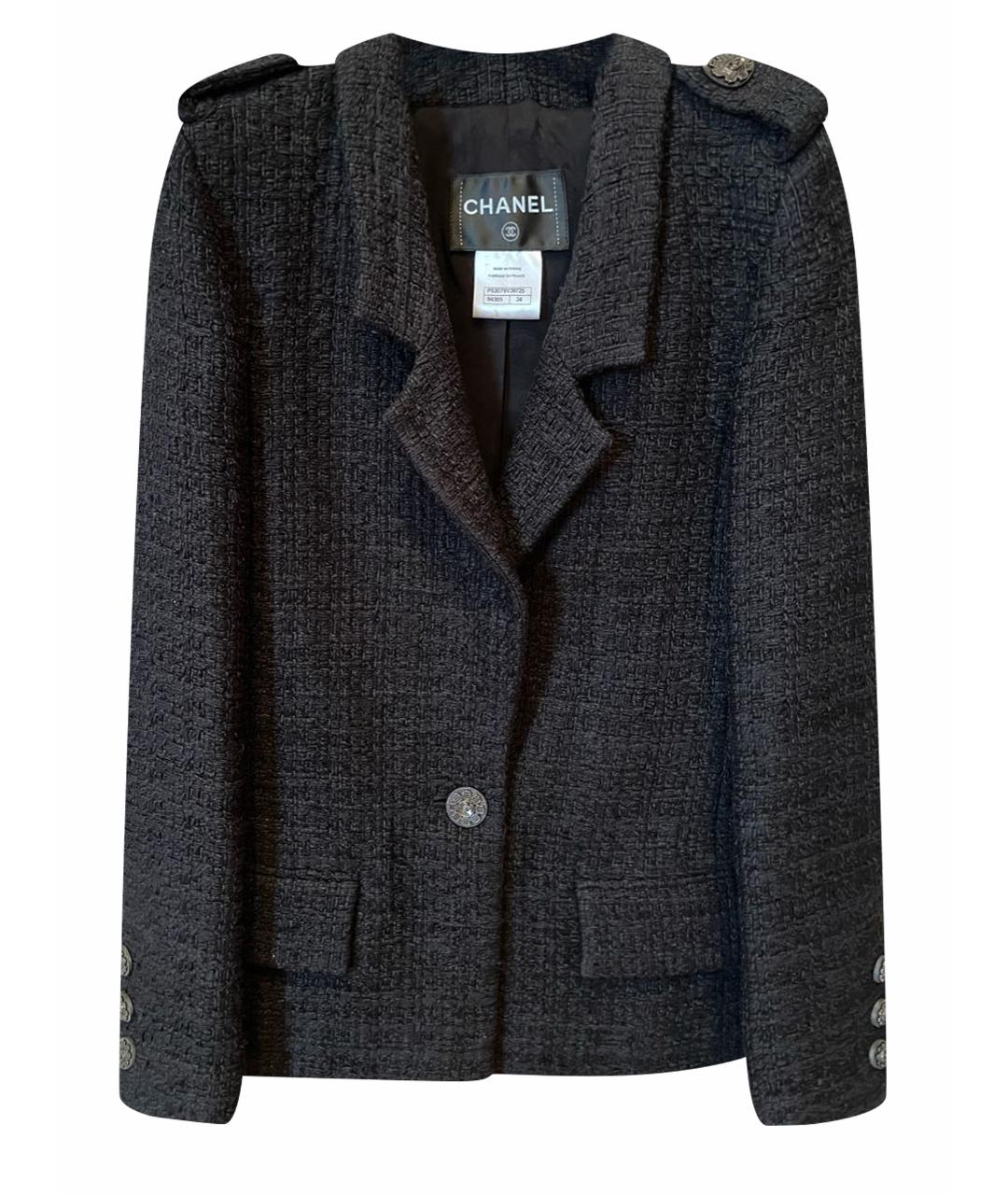 CHANEL PRE-OWNED Черный хлопковый жакет/пиджак, фото 1