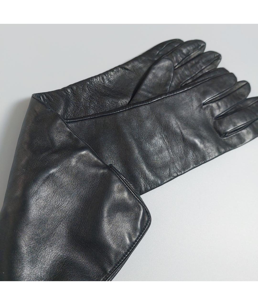 BURBERRY Черные кожаные перчатки, фото 6