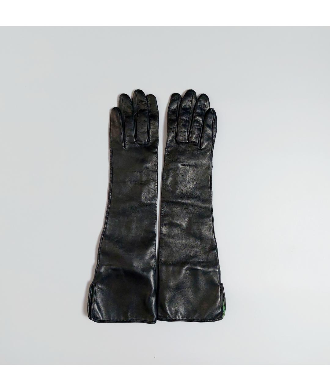 BURBERRY Черные кожаные перчатки, фото 8