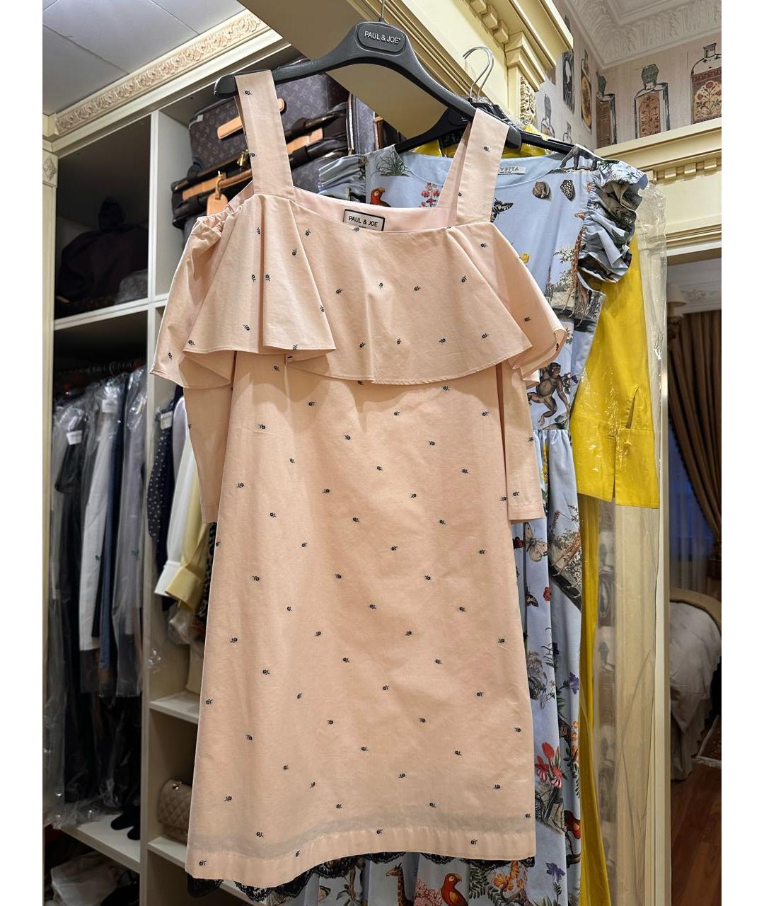 PAUL & JOE Розовое хлопко-эластановое повседневное платье, фото 5