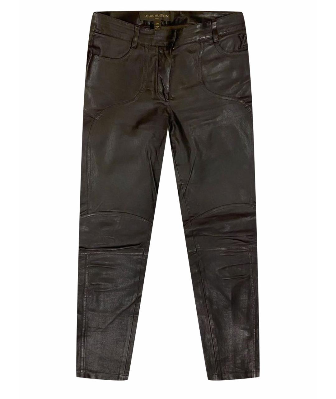 LOUIS VUITTON PRE-OWNED Коричневые кожаные брюки узкие, фото 1