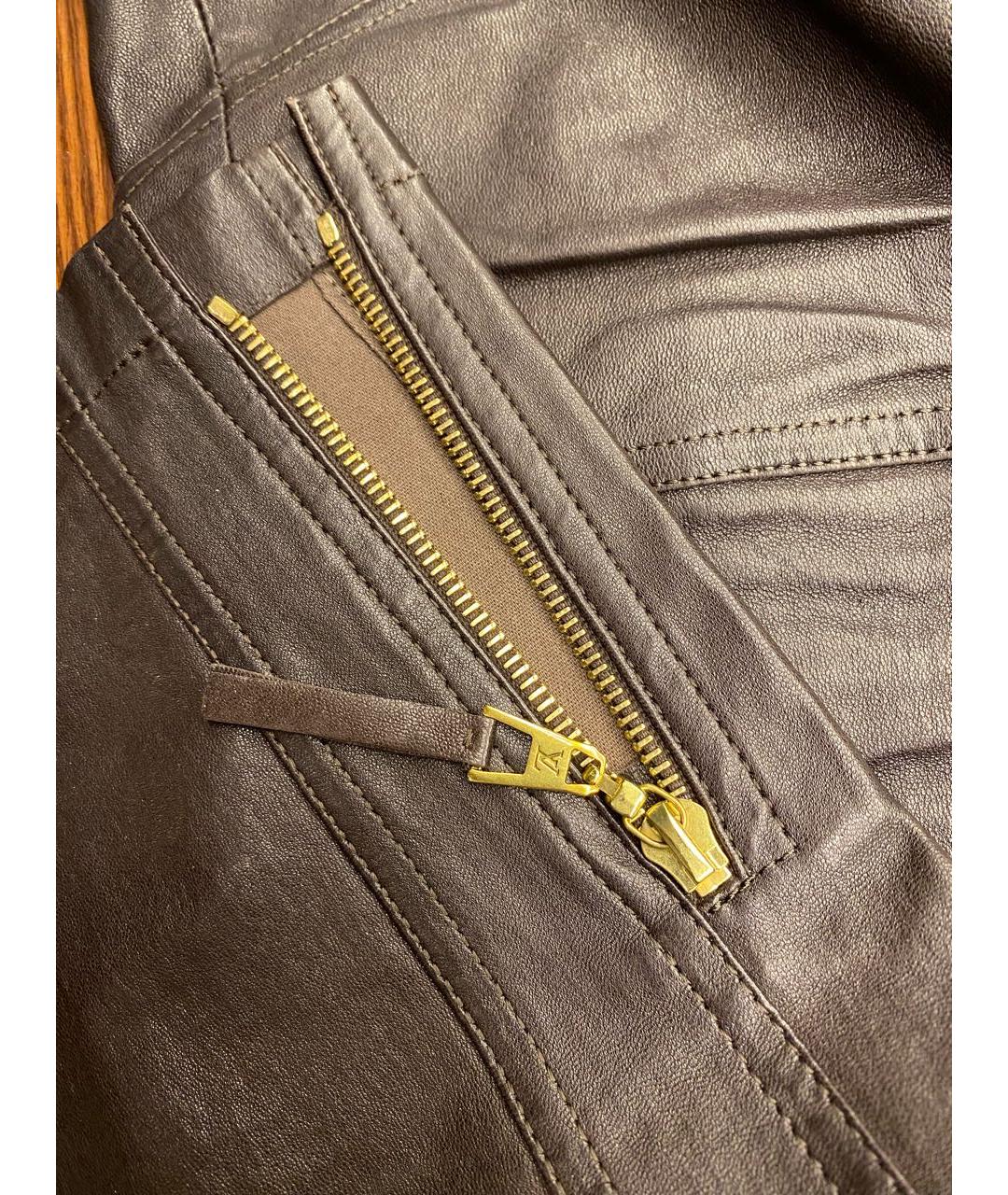 LOUIS VUITTON PRE-OWNED Коричневые кожаные брюки узкие, фото 6