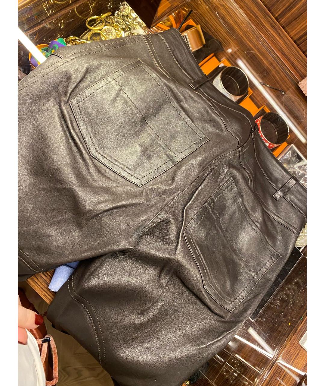 LOUIS VUITTON PRE-OWNED Коричневые кожаные брюки узкие, фото 2