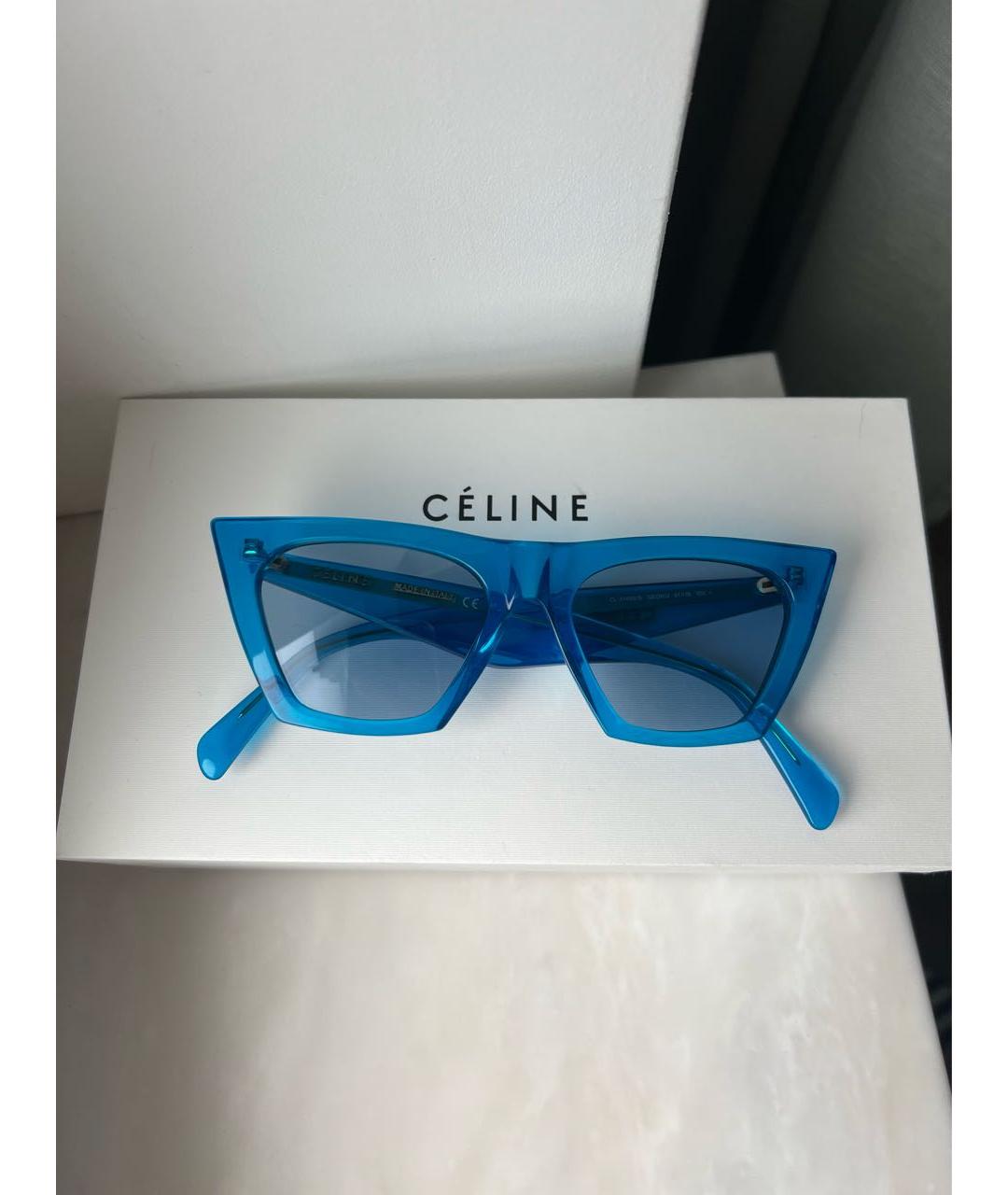 CELINE Голубые пластиковые солнцезащитные очки, фото 3