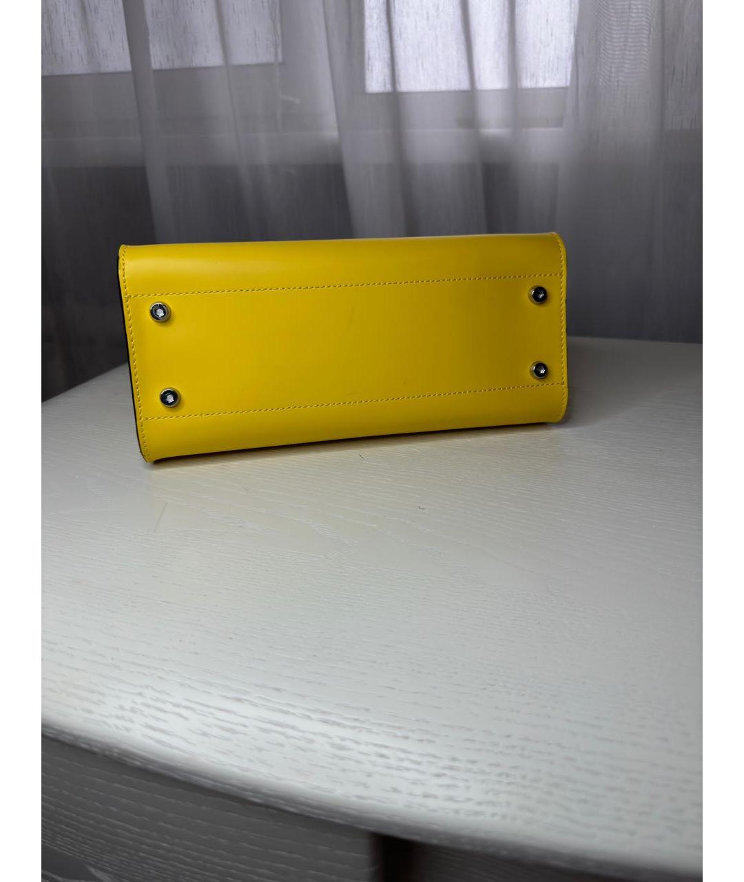 COCCINELLE Желтая кожаная сумка с короткими ручками, фото 3