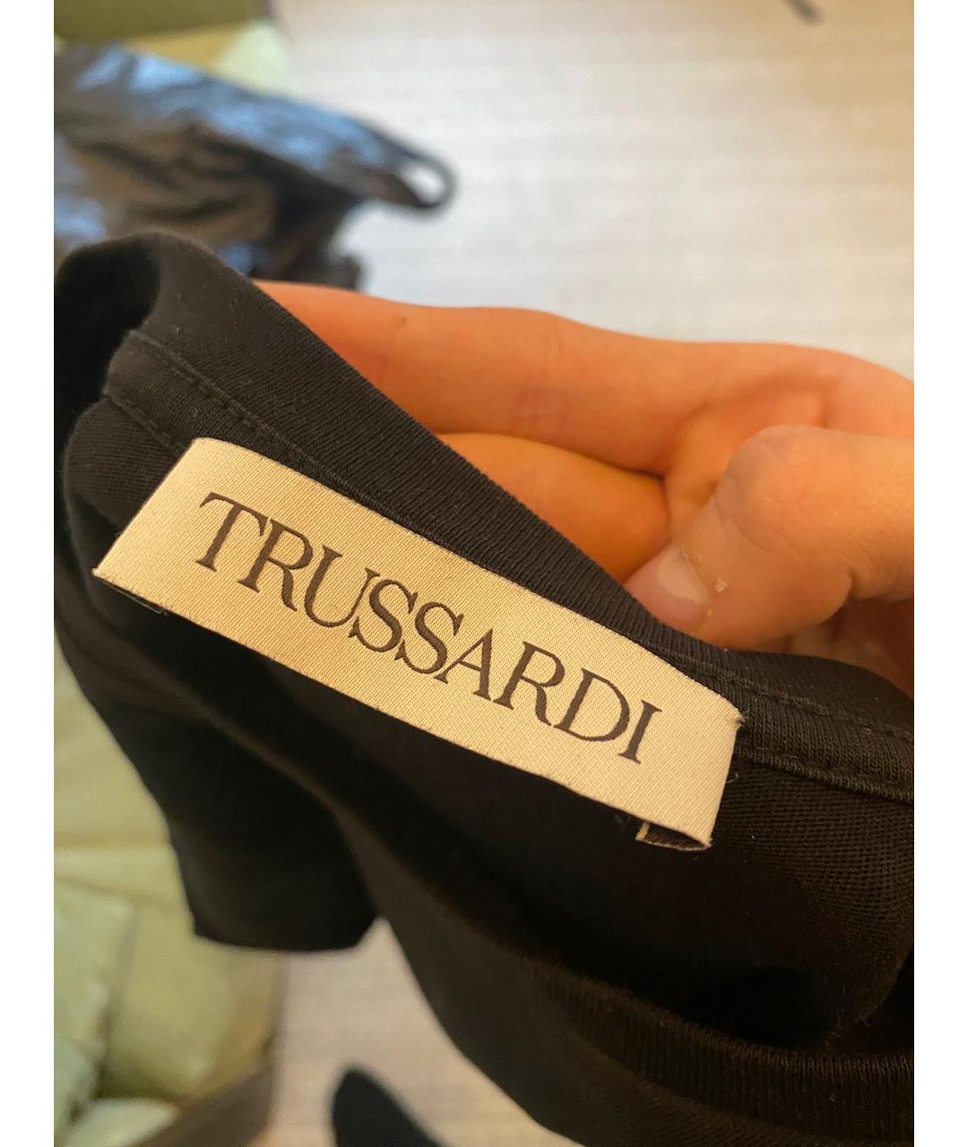 TRUSSARDI Черная хлопковая футболка, фото 2