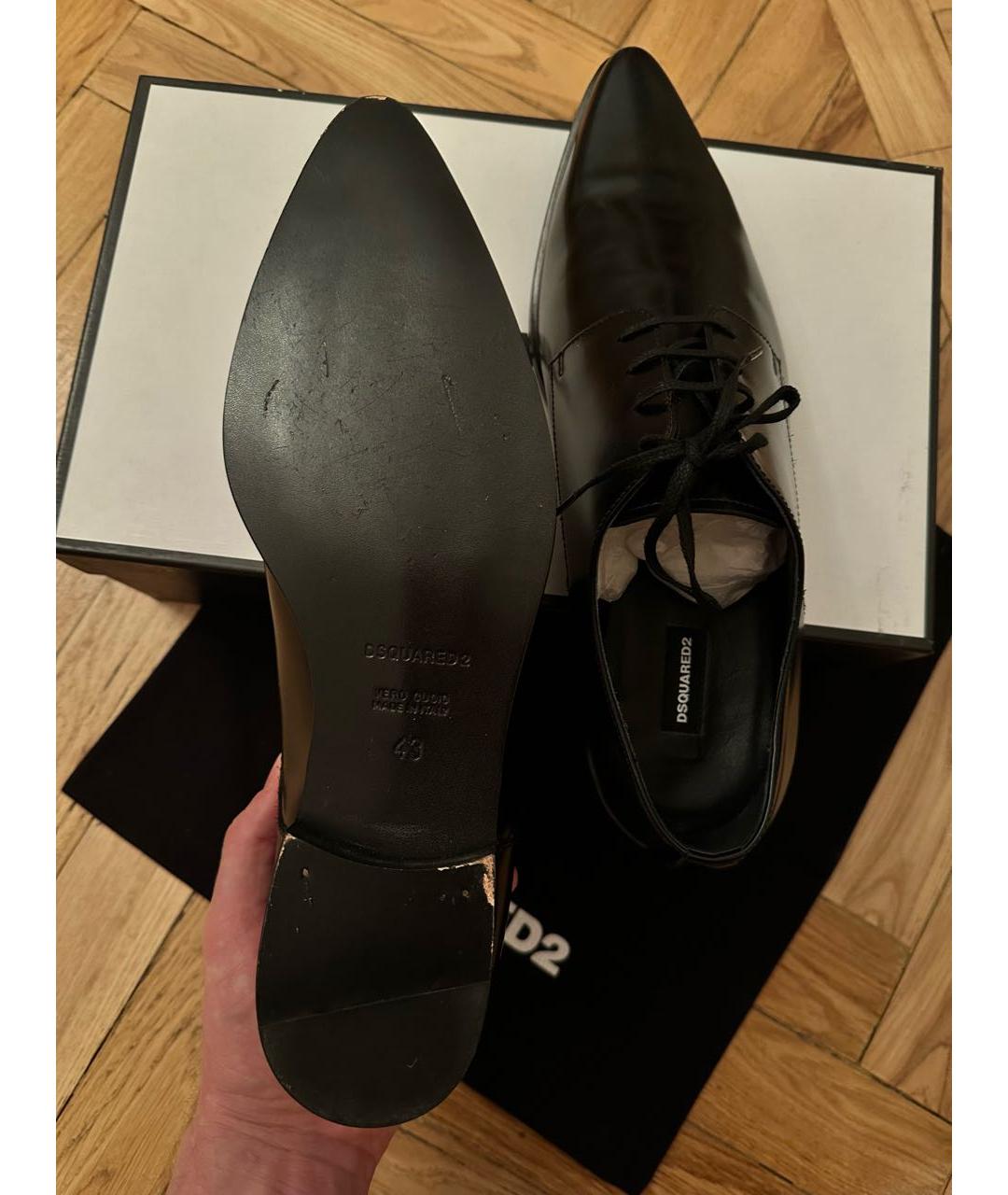 DSQUARED2 Черные кожаные туфли, фото 4