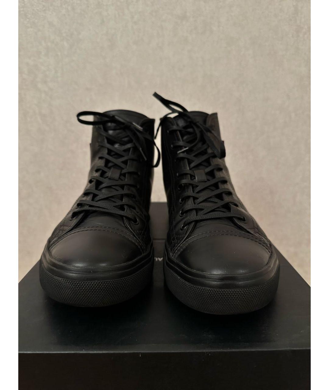 SAINT LAURENT Черные кожаные высокие кроссовки / кеды, фото 2