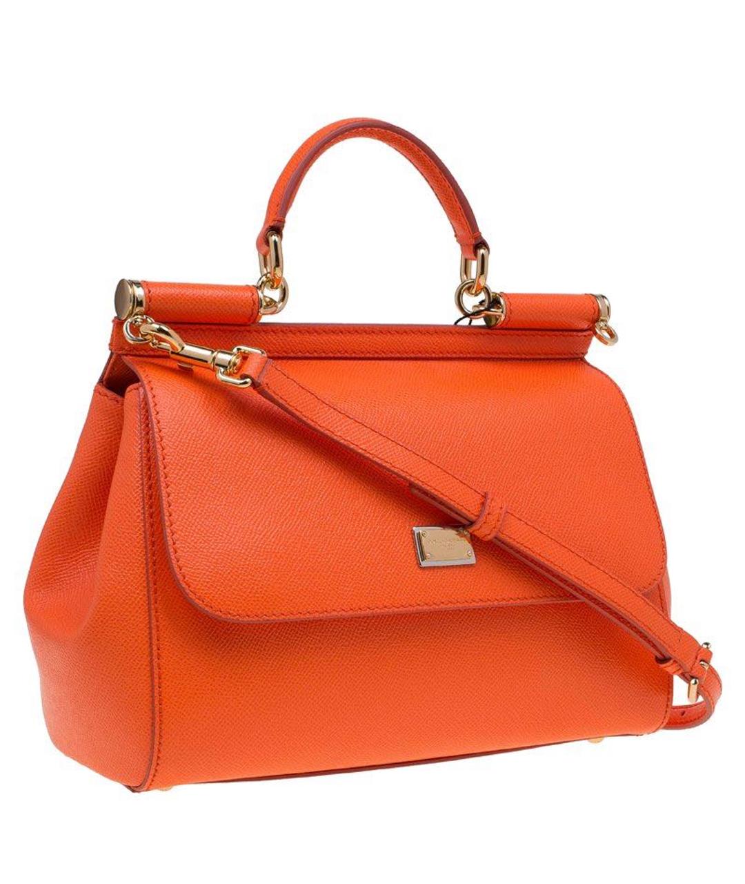 DOLCE&GABBANA Оранжевая кожаная сумка с короткими ручками, фото 8