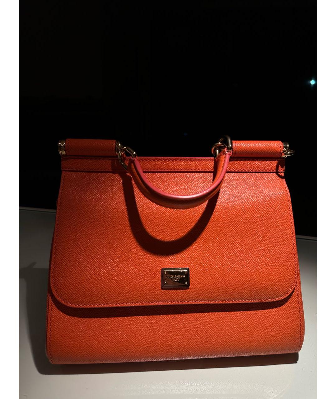 DOLCE&GABBANA Оранжевая кожаная сумка с короткими ручками, фото 6