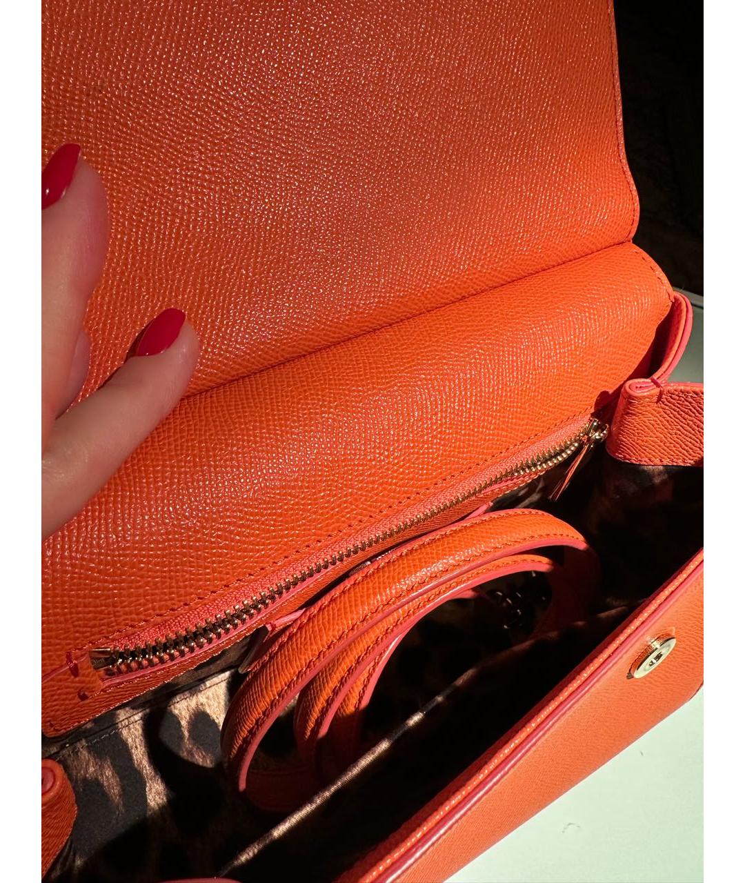 DOLCE&GABBANA Оранжевая кожаная сумка с короткими ручками, фото 4