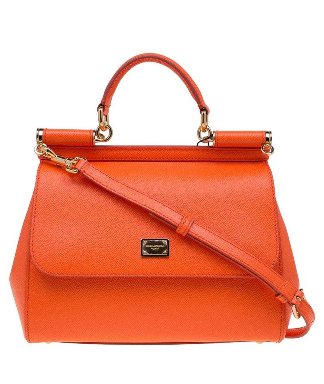 DOLCE&GABBANA Оранжевая кожаная сумка с короткими ручками, фото 9