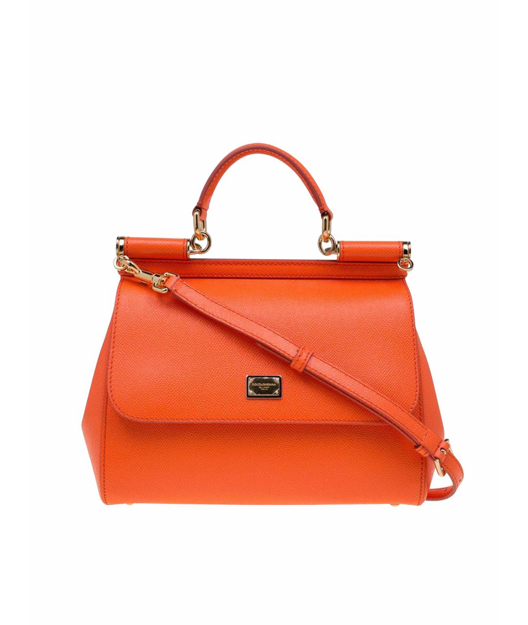 DOLCE&GABBANA Оранжевая кожаная сумка с короткими ручками, фото 1