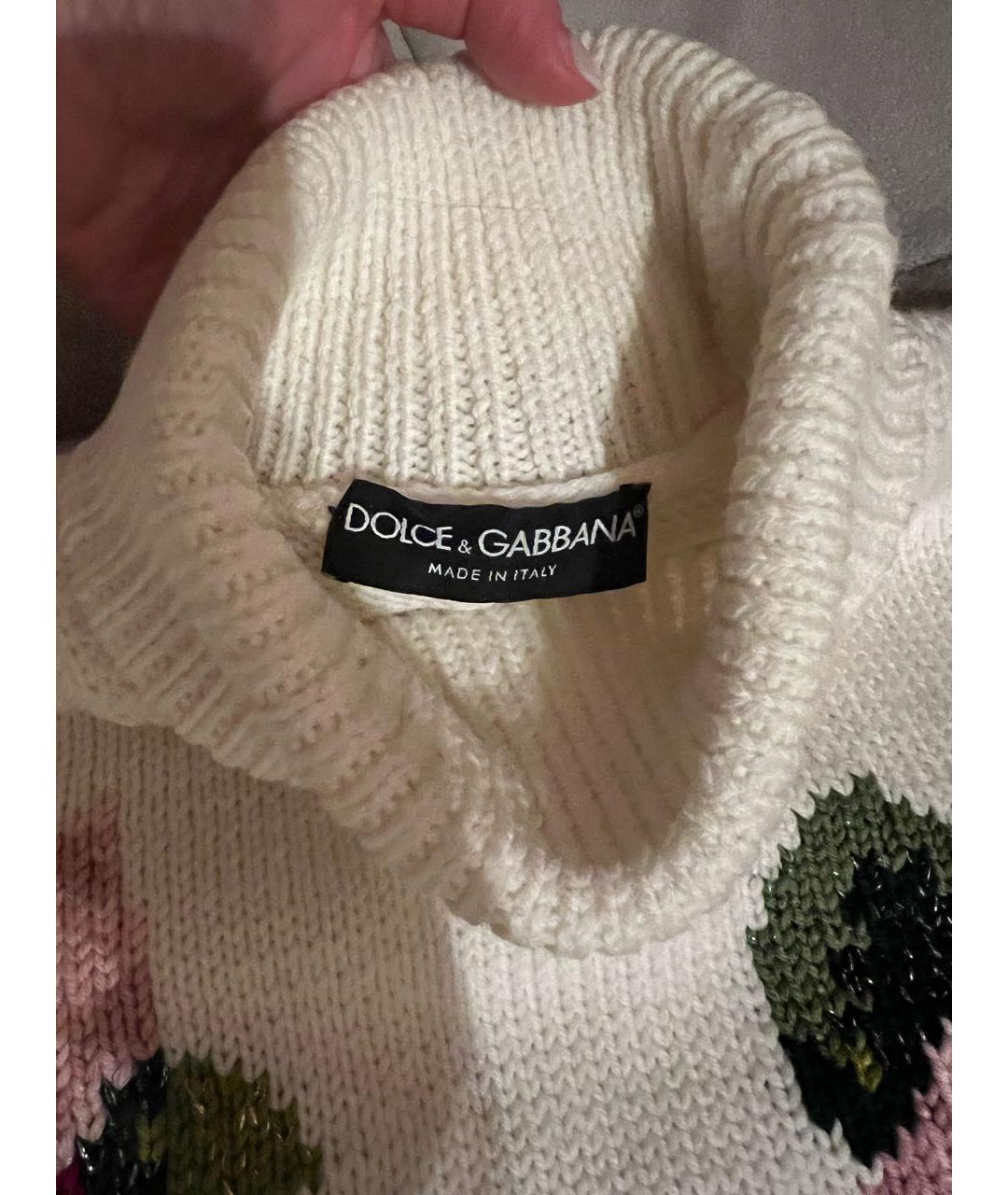 DOLCE&GABBANA Белый шерстяной джемпер / свитер, фото 4