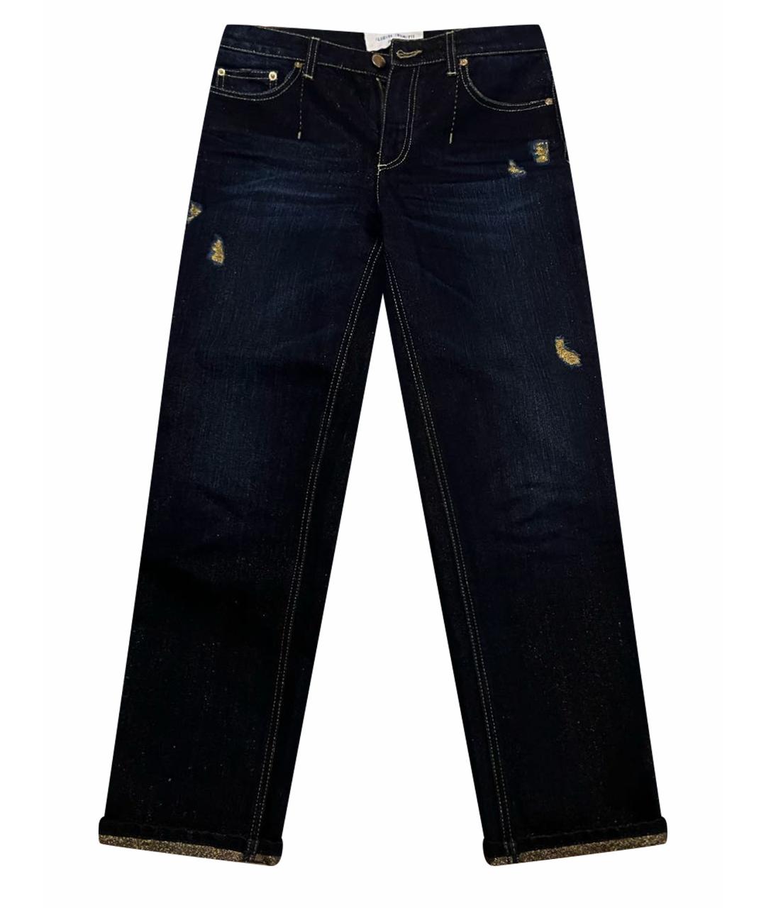 ALBERTA FERRETTI Темно-синие хлопковые прямые джинсы, фото 1