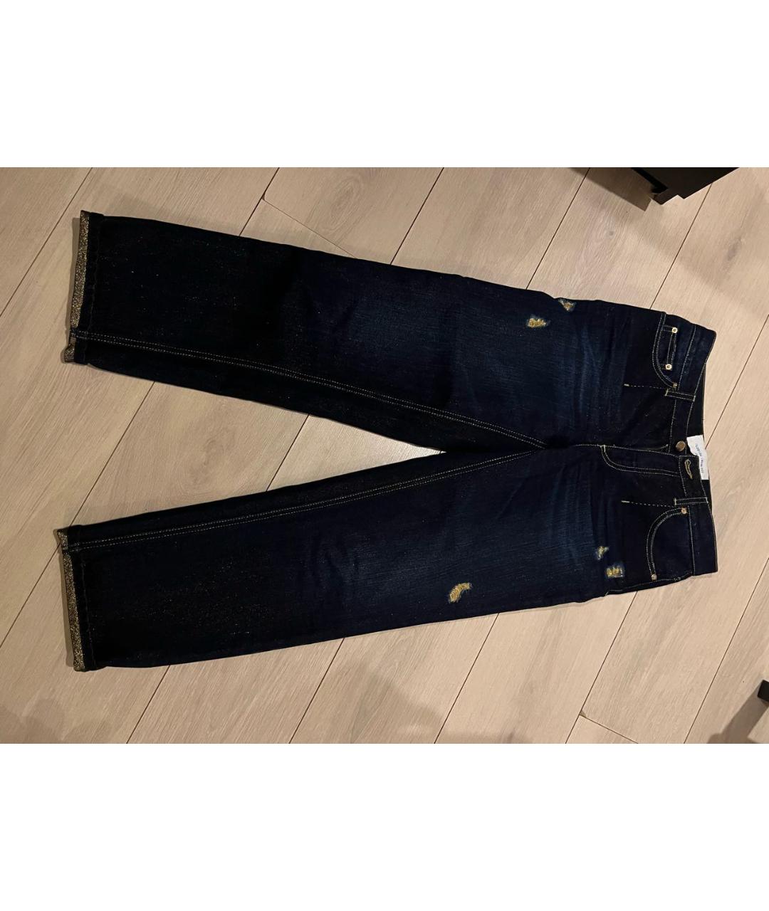ALBERTA FERRETTI Темно-синие хлопковые прямые джинсы, фото 5