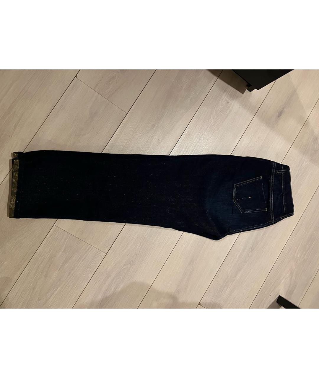 ALBERTA FERRETTI Темно-синие хлопковые прямые джинсы, фото 2