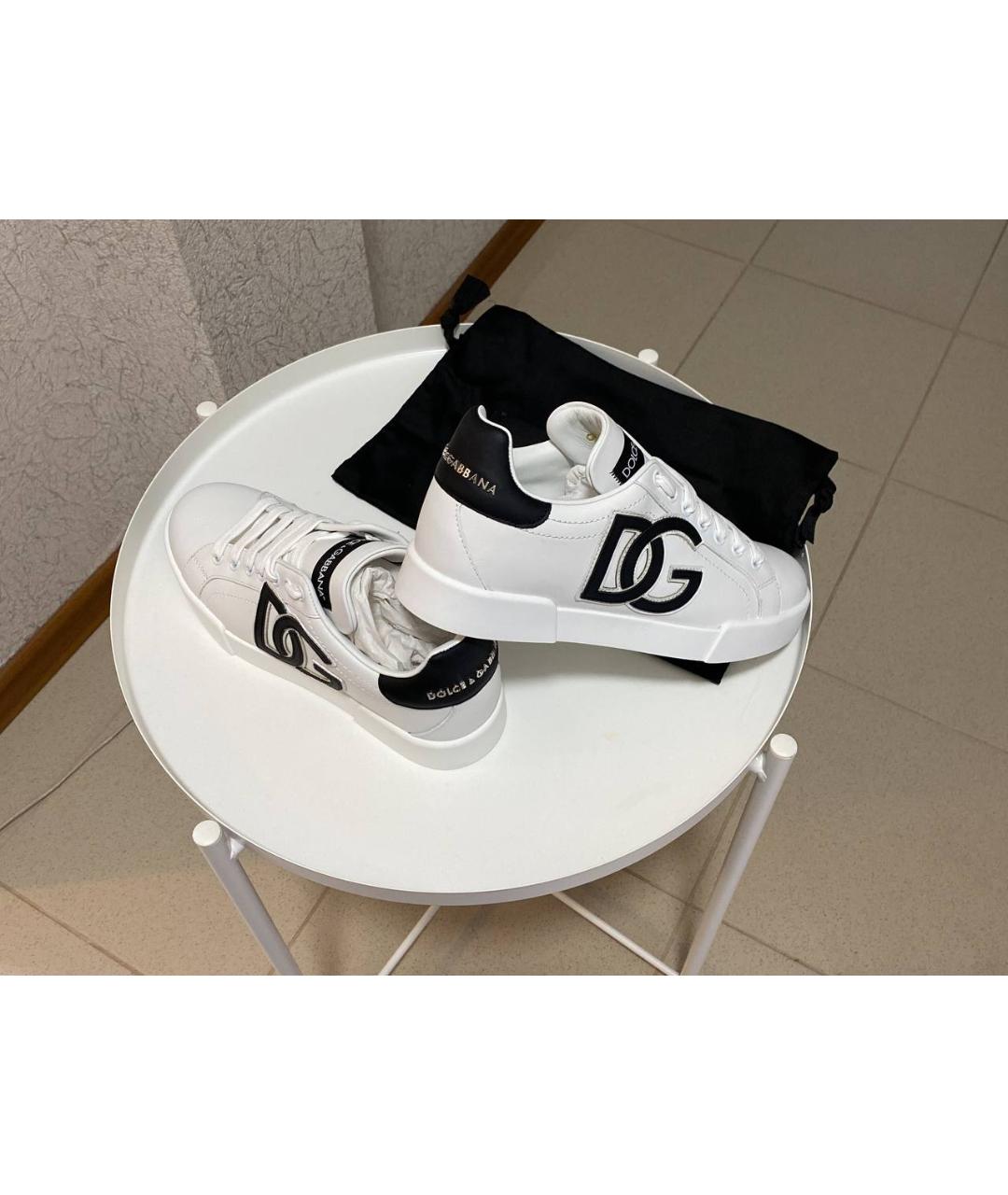 DOLCE&GABBANA Белые кожаные кеды, фото 3