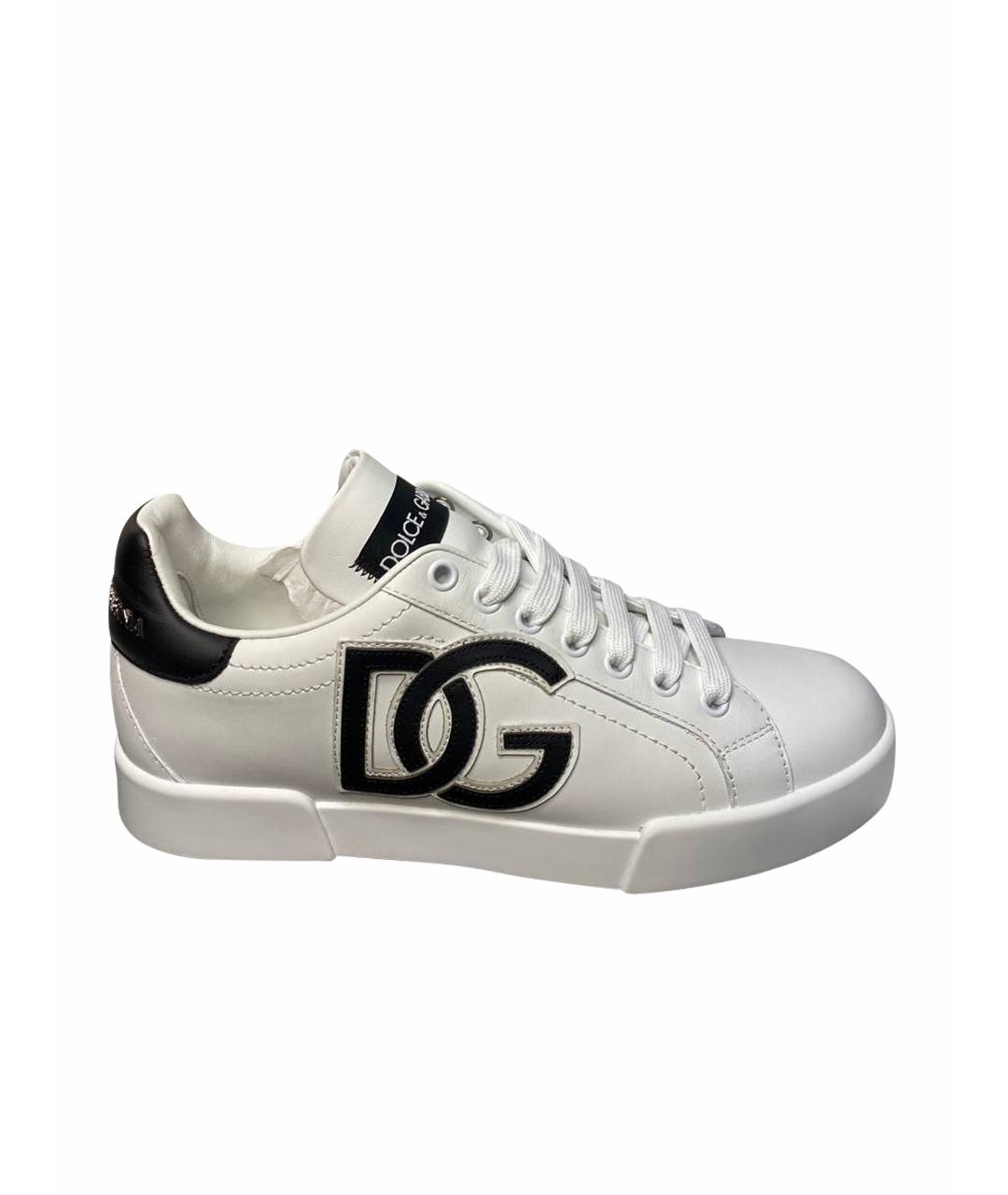 DOLCE&GABBANA Белые кожаные кеды, фото 1