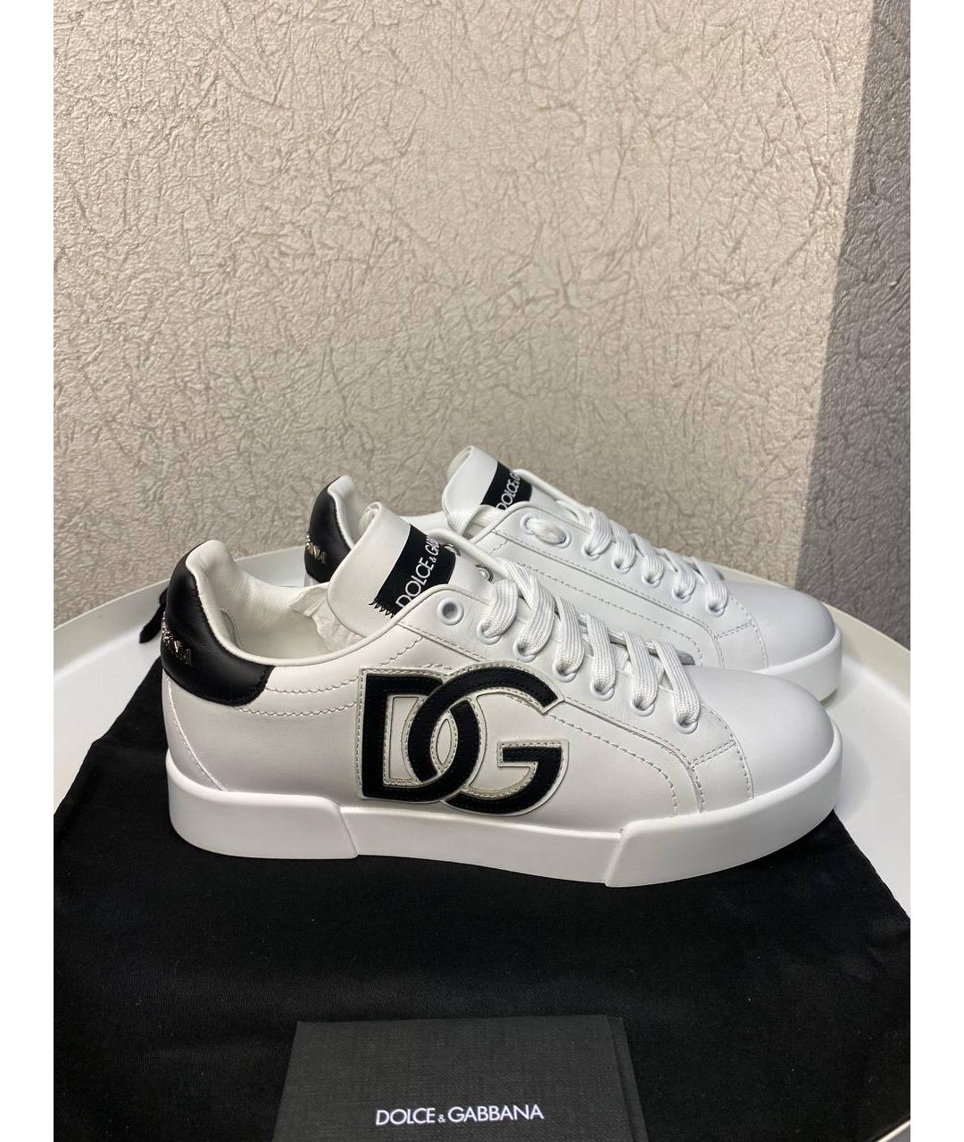 DOLCE&GABBANA Белые кожаные кеды, фото 6