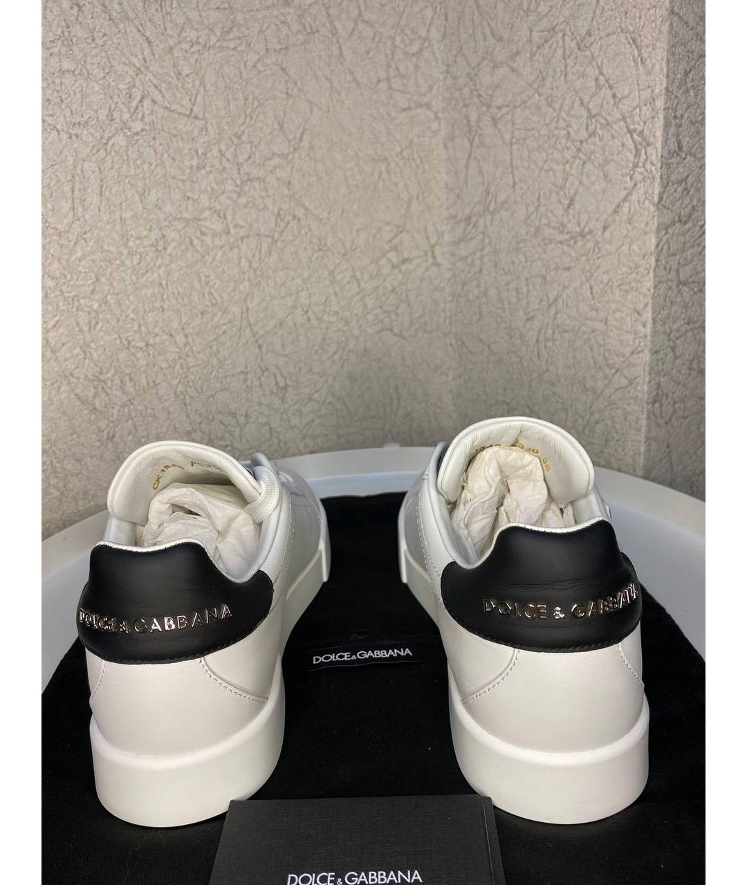 DOLCE&GABBANA Белые кожаные кеды, фото 4