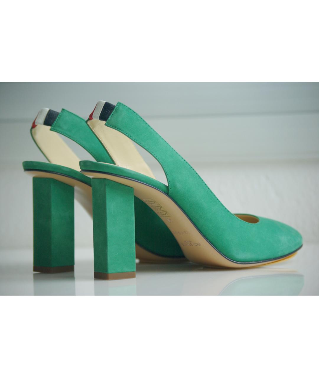 THOM BROWNE Зеленые замшевые туфли, фото 3