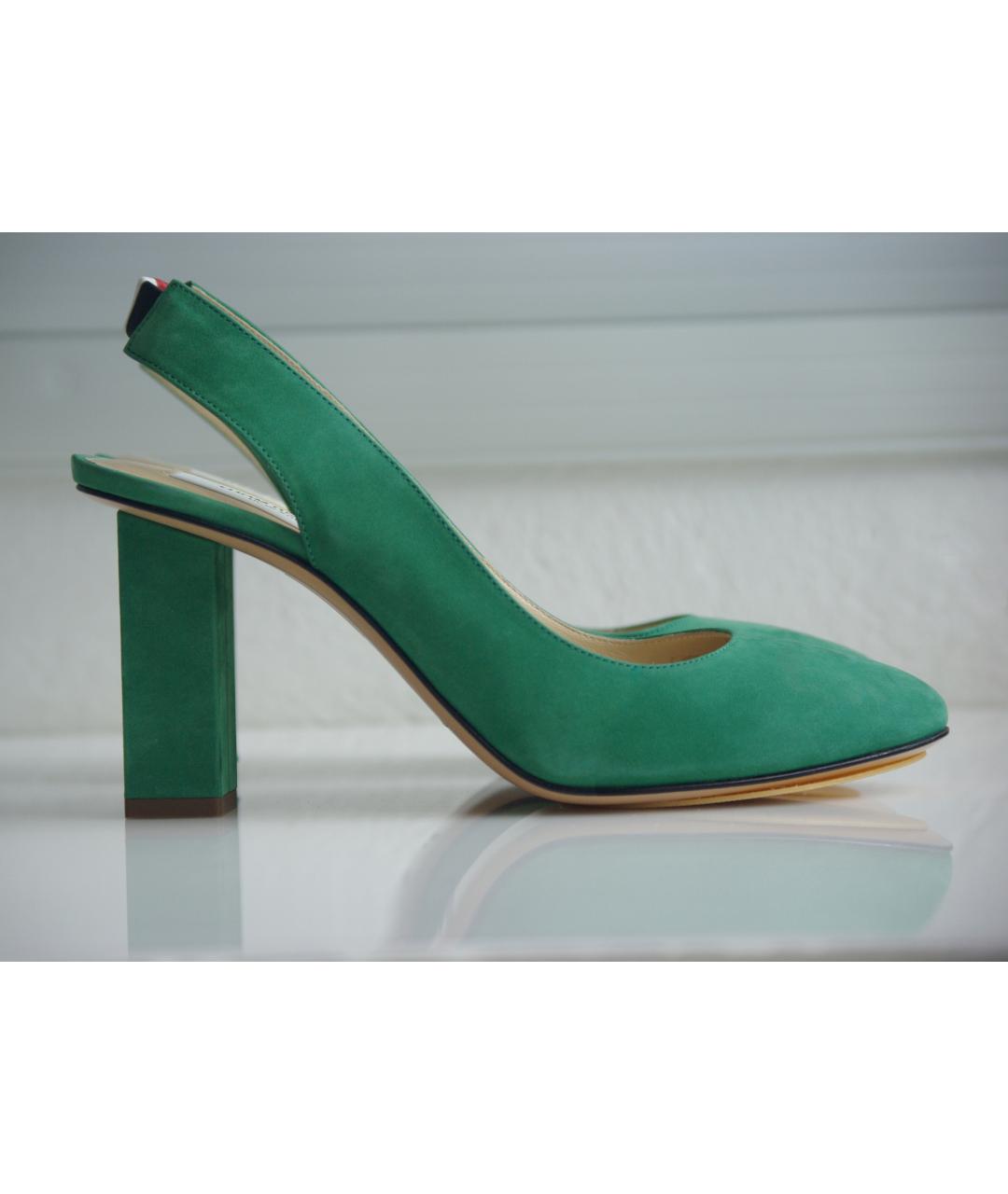 THOM BROWNE Зеленые замшевые туфли, фото 6