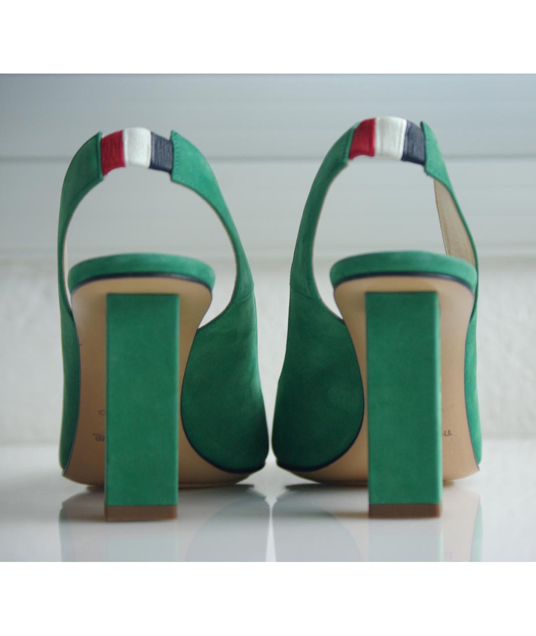 THOM BROWNE Зеленые замшевые туфли, фото 4