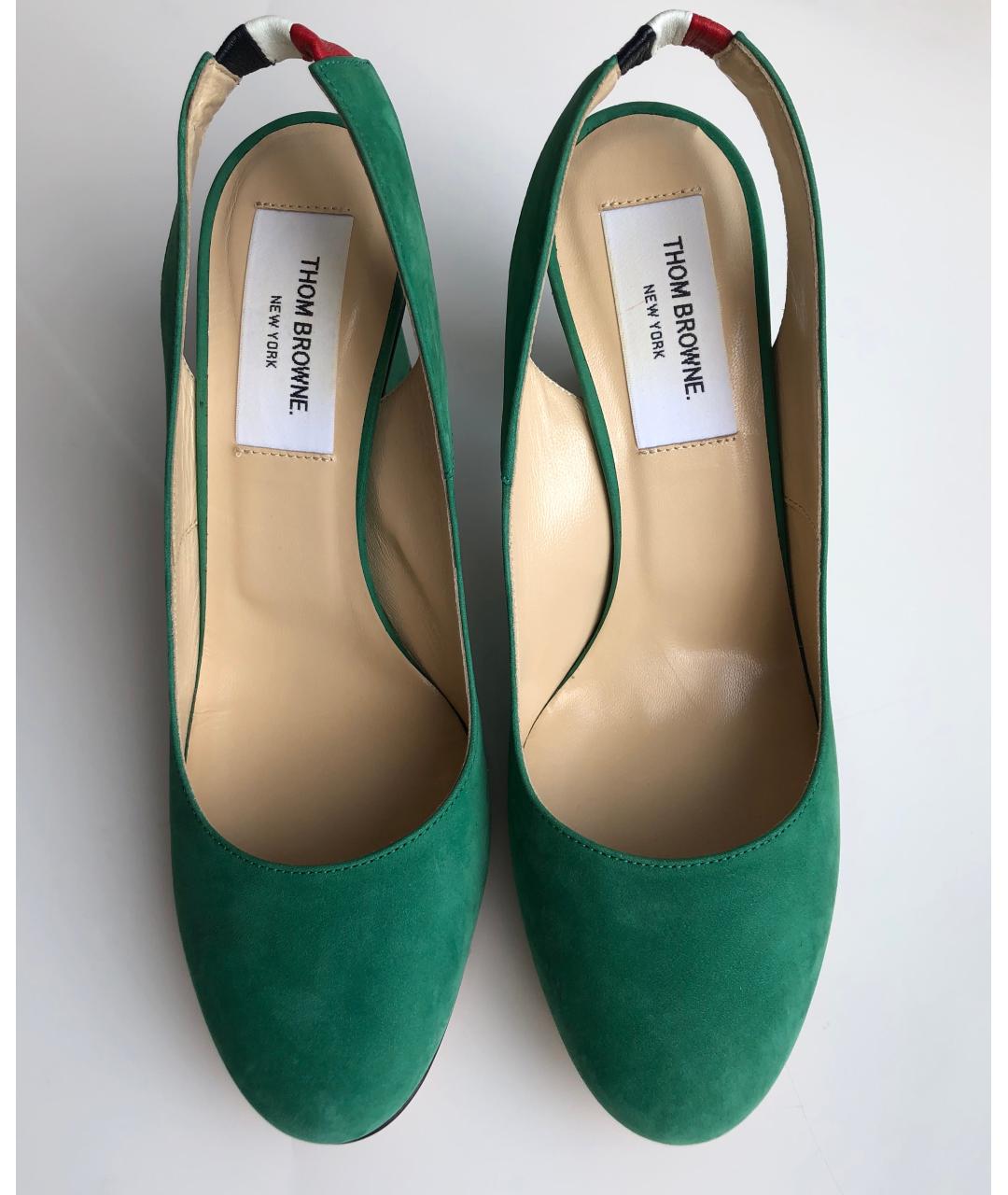 THOM BROWNE Зеленые замшевые туфли, фото 2