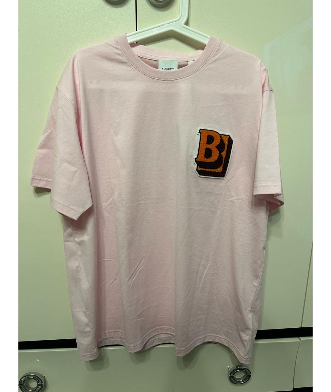 BURBERRY Розовая хлопковая футболка, фото 4