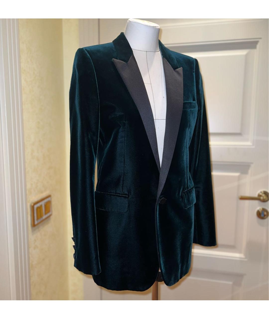 SAINT LAURENT Зеленый бархатный жакет/пиджак, фото 4