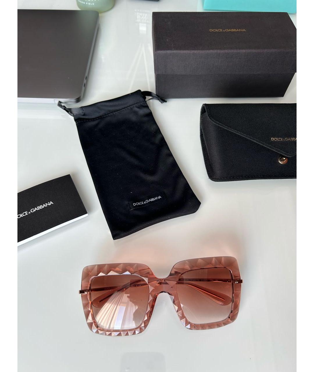 DOLCE&GABBANA Коралловые пластиковые солнцезащитные очки, фото 2
