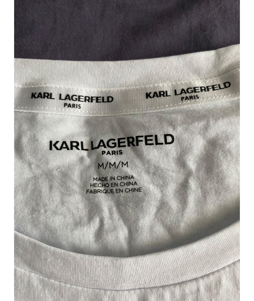 KARL LAGERFELD Белая хлопковая футболка, фото 5