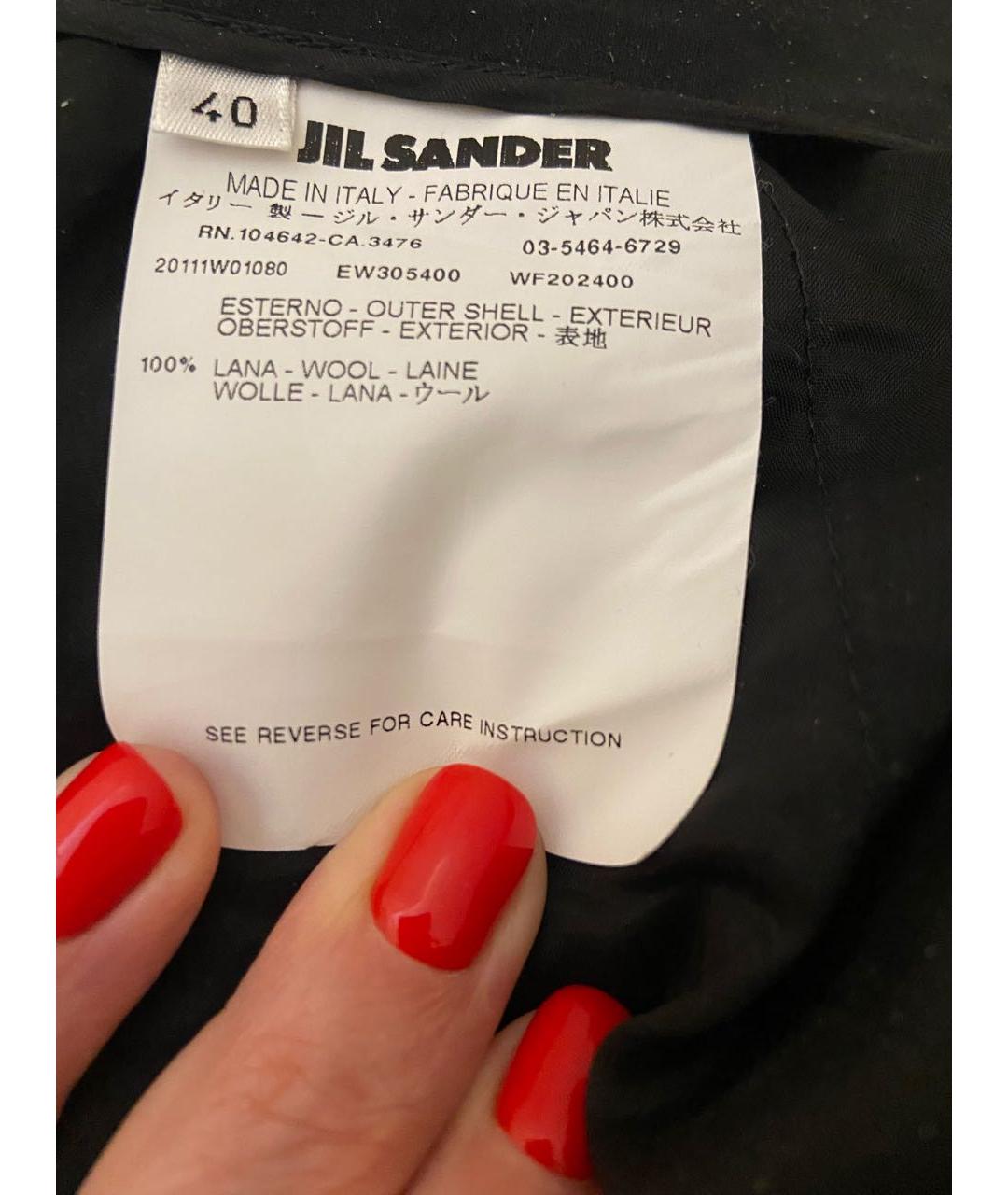 JIL SANDER Черные шерстяные прямые брюки, фото 4