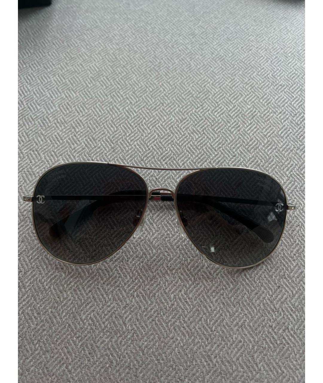 CHANEL PRE-OWNED Антрацитовые металлические солнцезащитные очки, фото 6