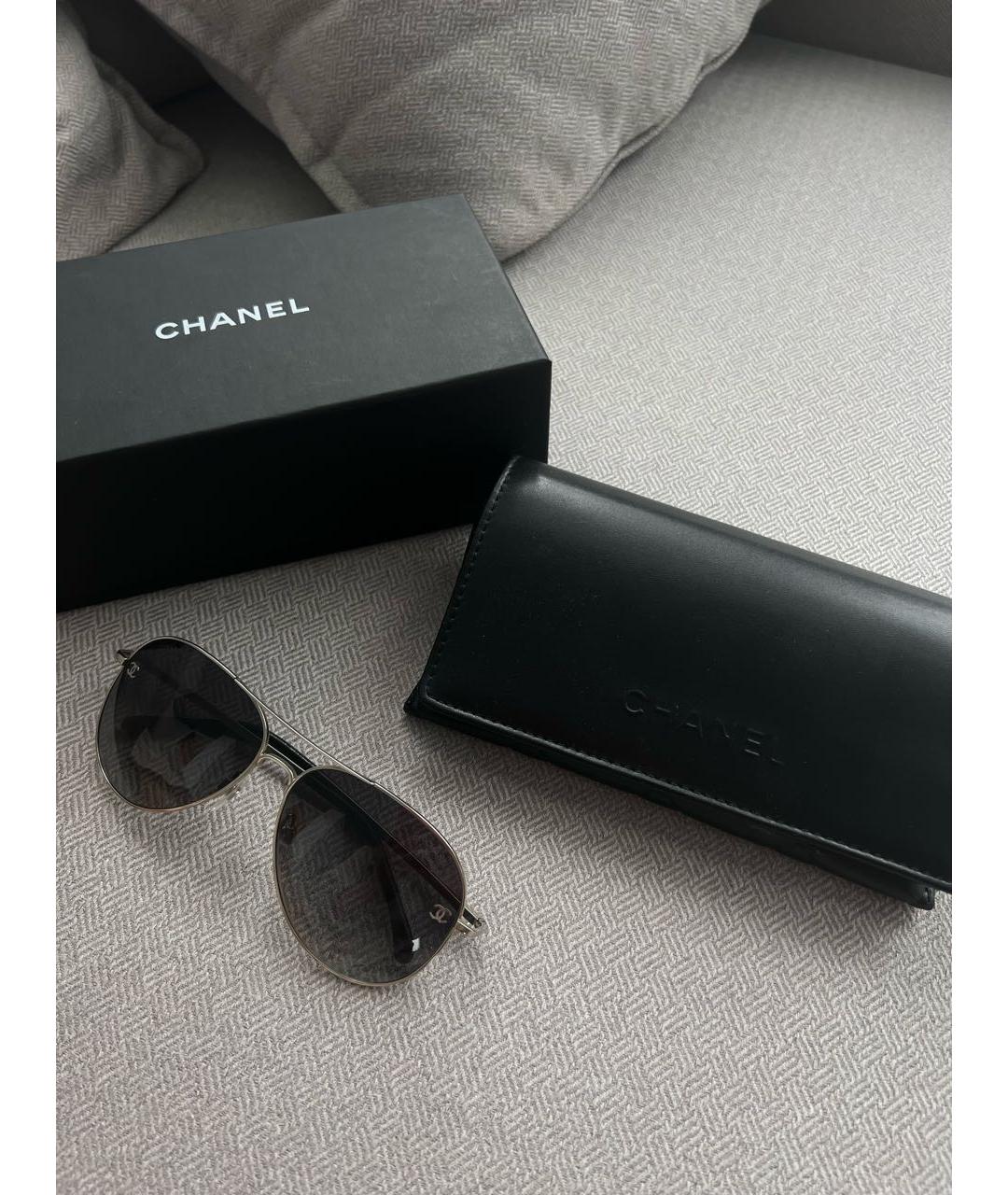 CHANEL PRE-OWNED Антрацитовые металлические солнцезащитные очки, фото 4