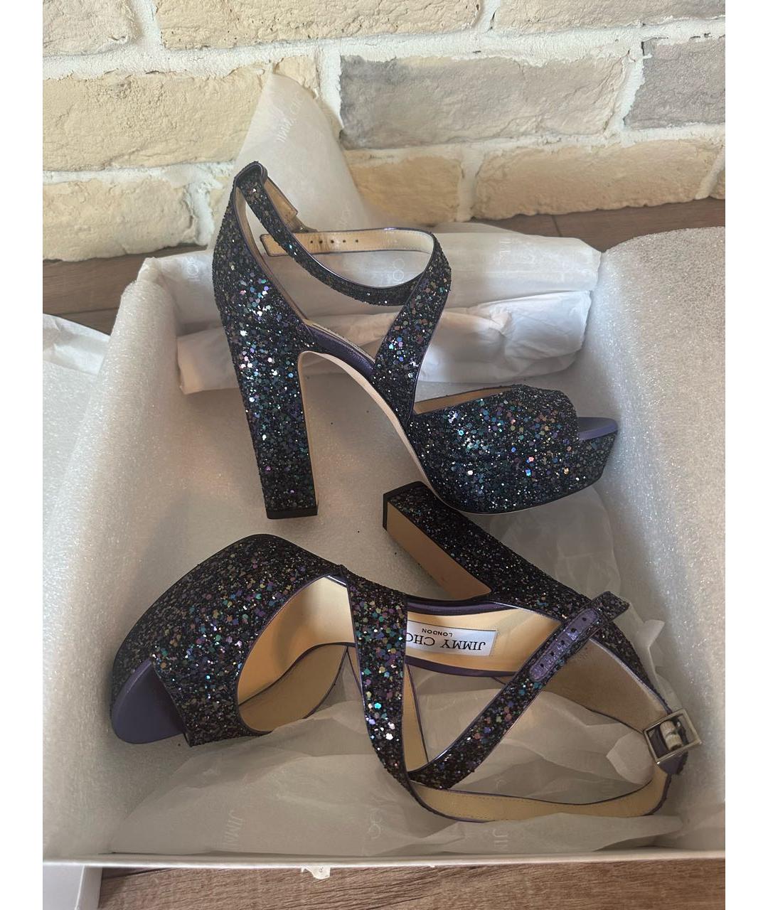 JIMMY CHOO Фиолетовые кожаные босоножки, фото 5