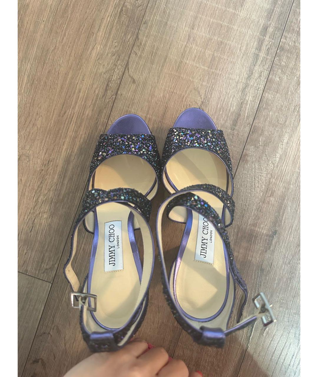 JIMMY CHOO Фиолетовые кожаные босоножки, фото 3