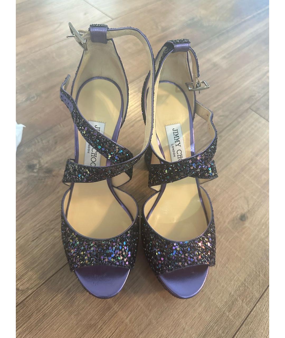 JIMMY CHOO Фиолетовые кожаные босоножки, фото 2