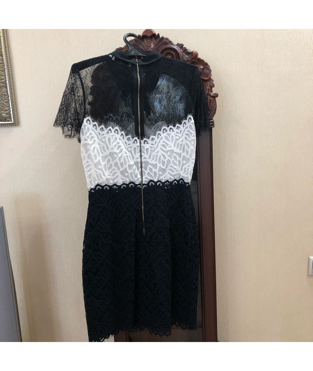 SANDRO Черное кружевное коктейльное платье, фото 2