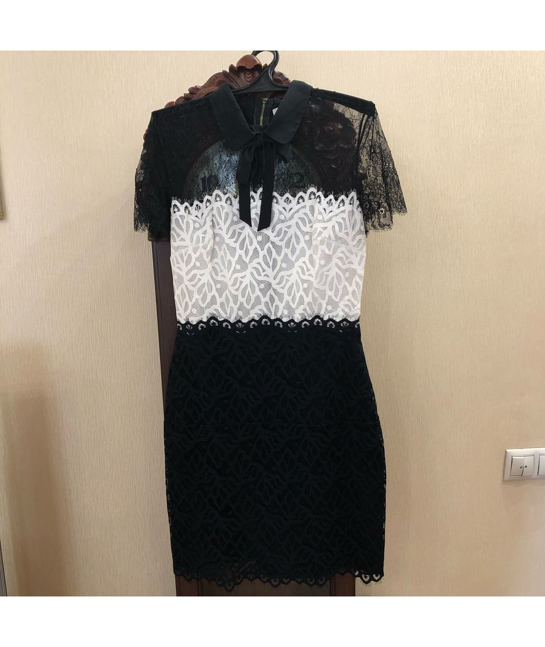 SANDRO Черное кружевное коктейльное платье, фото 6