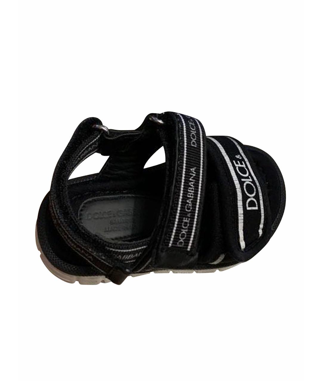 DOLCE&GABBANA Черные текстильные сандалии и шлепанцы, фото 1